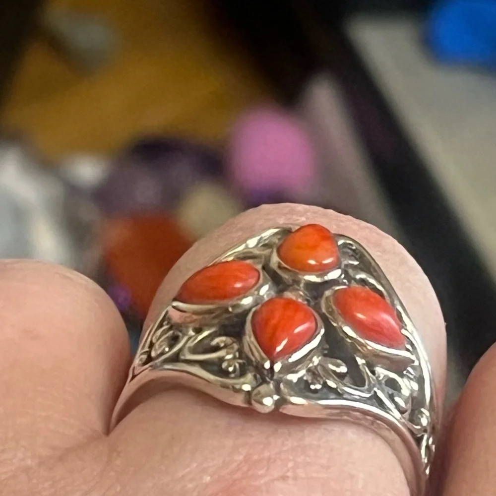 Carolyn Pollack Relios Coral Sterling Ring - Picture 8 of 14